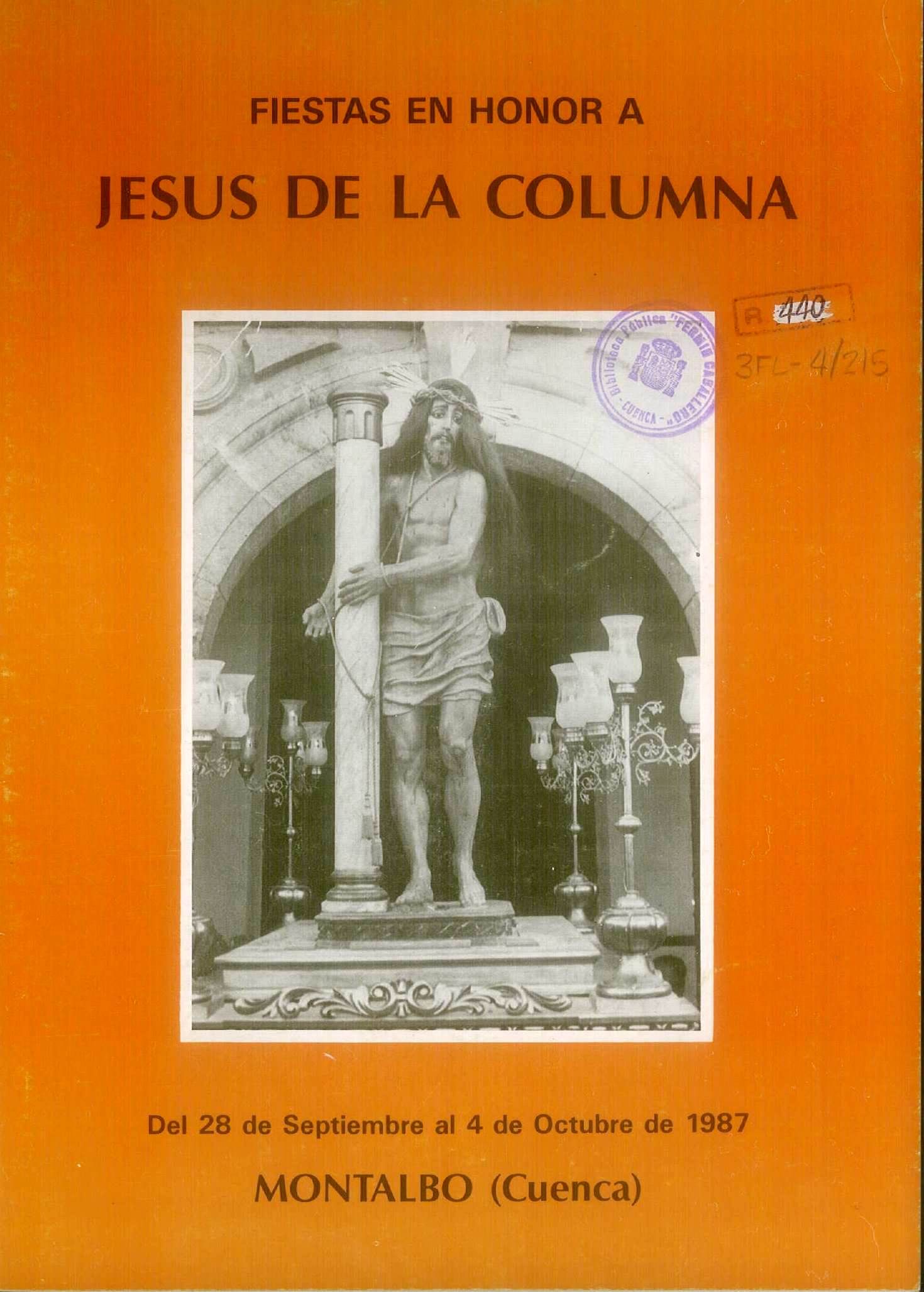 Fiestas patronales en honor del Jesús de la Columna 1987 Montalbo
